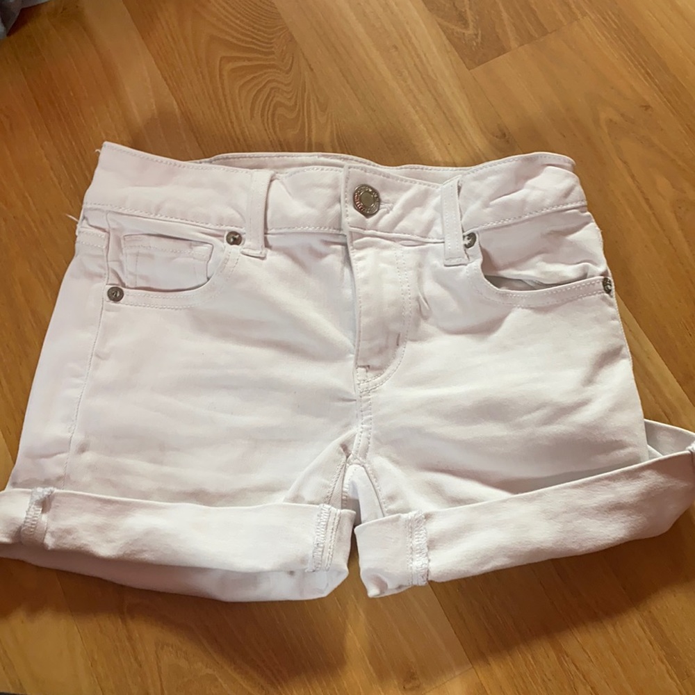 White jean shorts